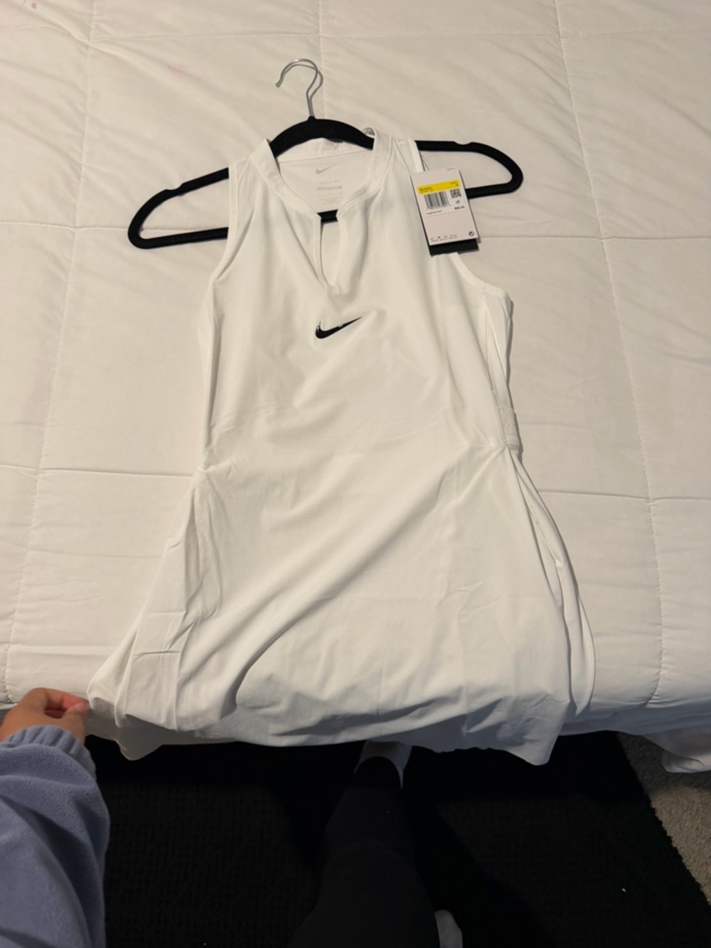 Nike White Sleeveless Mini Dress with Black Swoosh